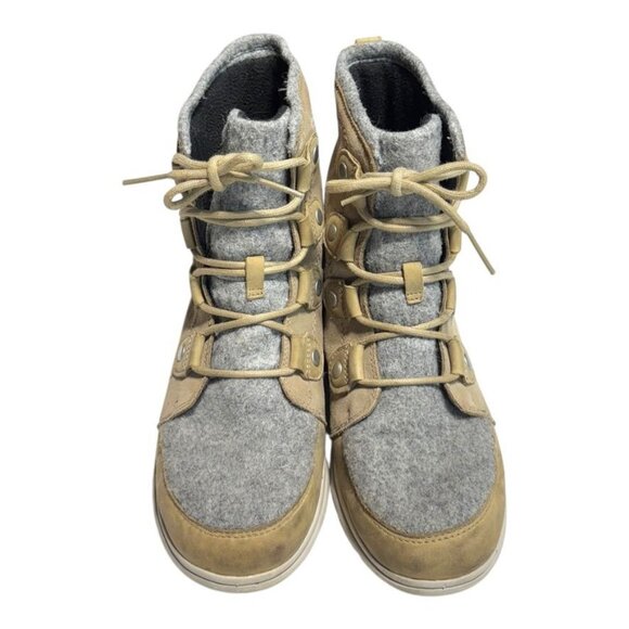 Sorel Joan Explorer Leather Boots Beige/Gray Size 9.5 - Picture 2 of 9